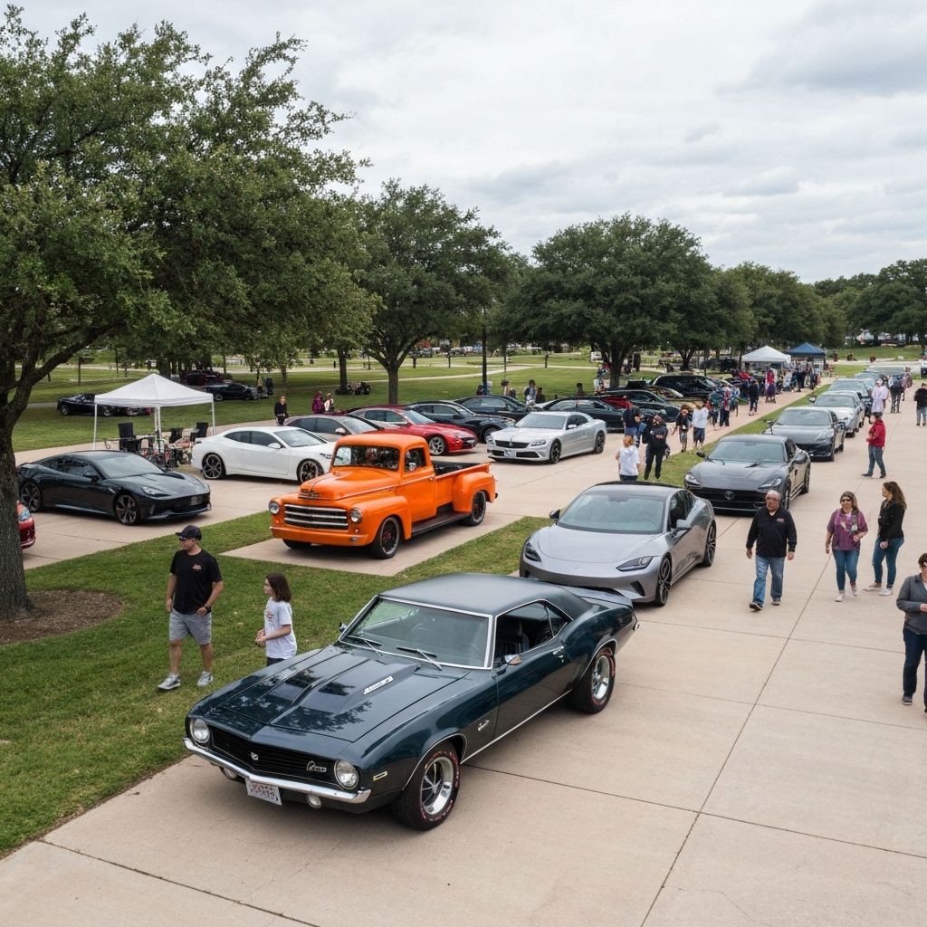 Dallas Car Show with classic and modern vehicles