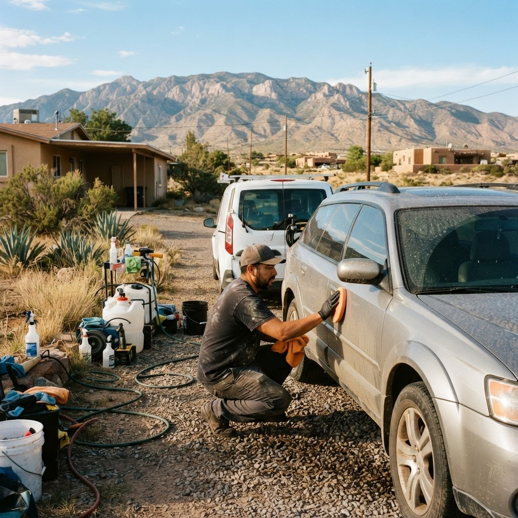 Mobile car detailing service setup serving Albuquerque, NM