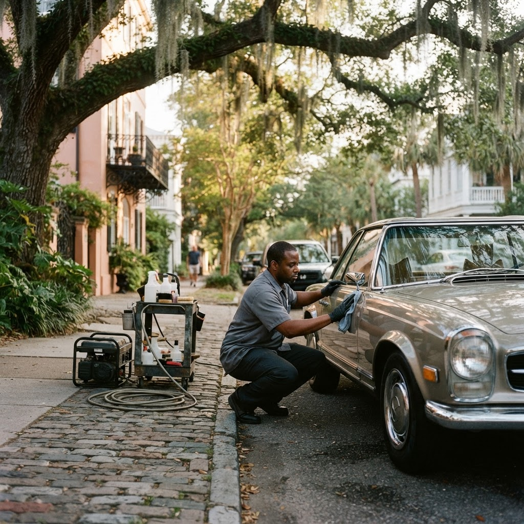 Mobile car detailing service setup serving Charleston, SC
