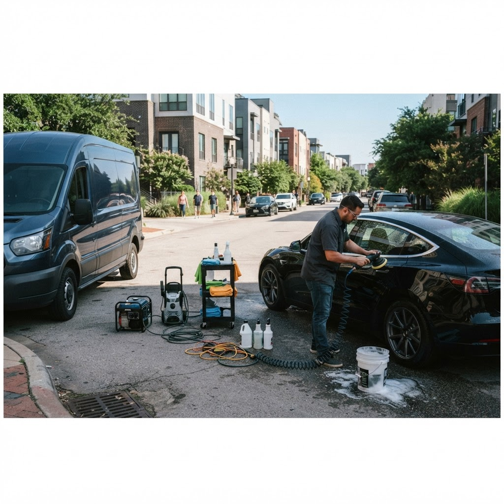 Mobile car detailing service setup serving Dallas, TX