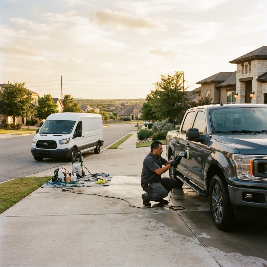 Mobile car detailing service setup serving Fort Worth, TX
