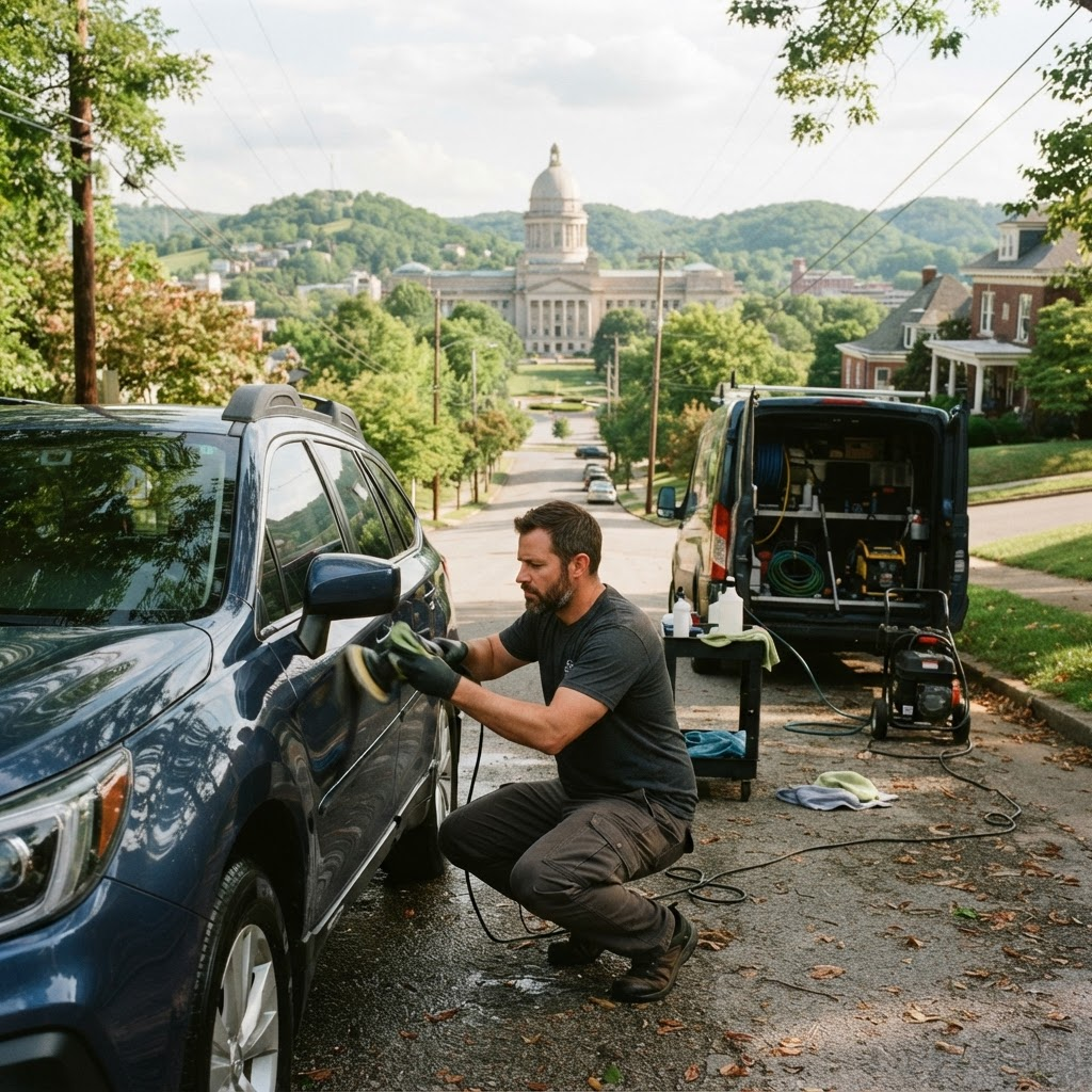 Mobile car detailing service setup serving Frankfort, KY