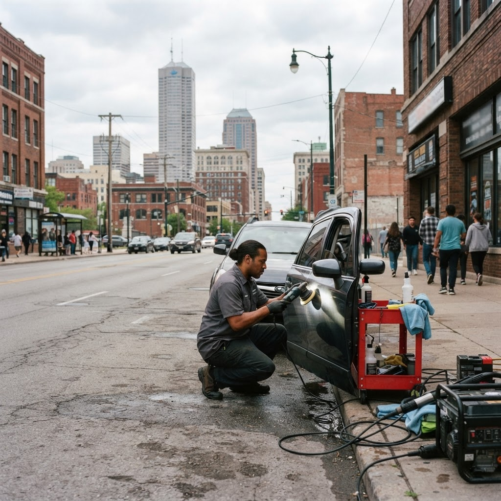 Mobile car detailing service setup serving Indianapolis, IN