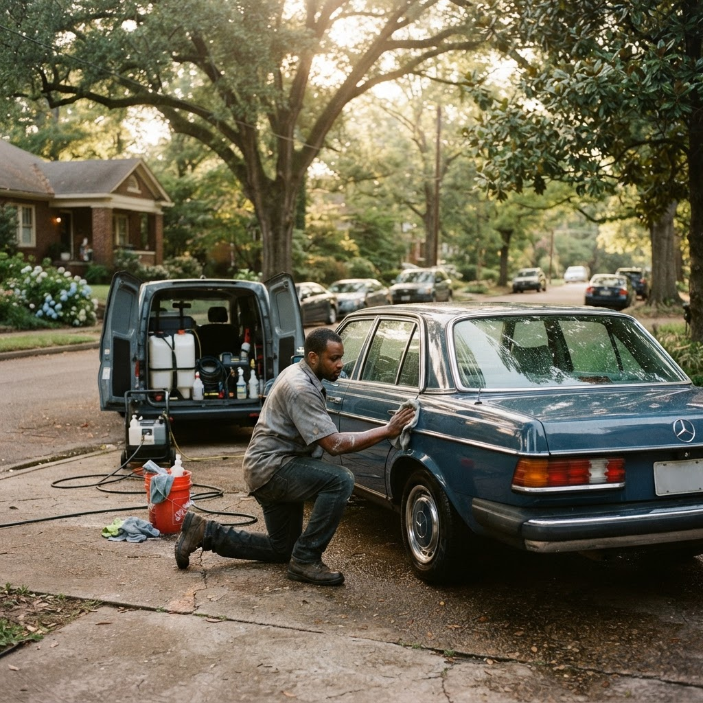 Mobile car detailing service setup serving Jackson, MS