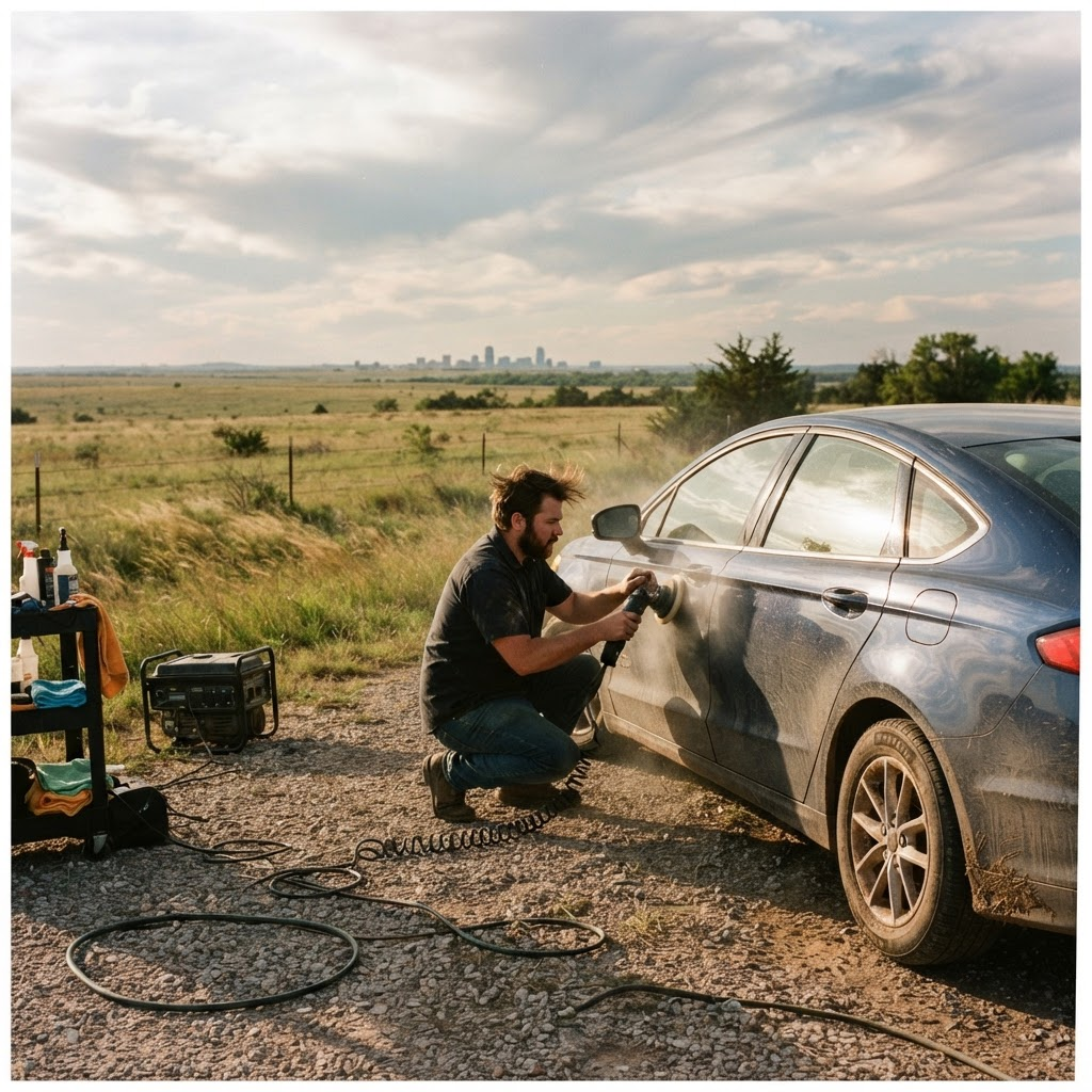 Mobile car detailing service setup serving Oklahoma City, OK