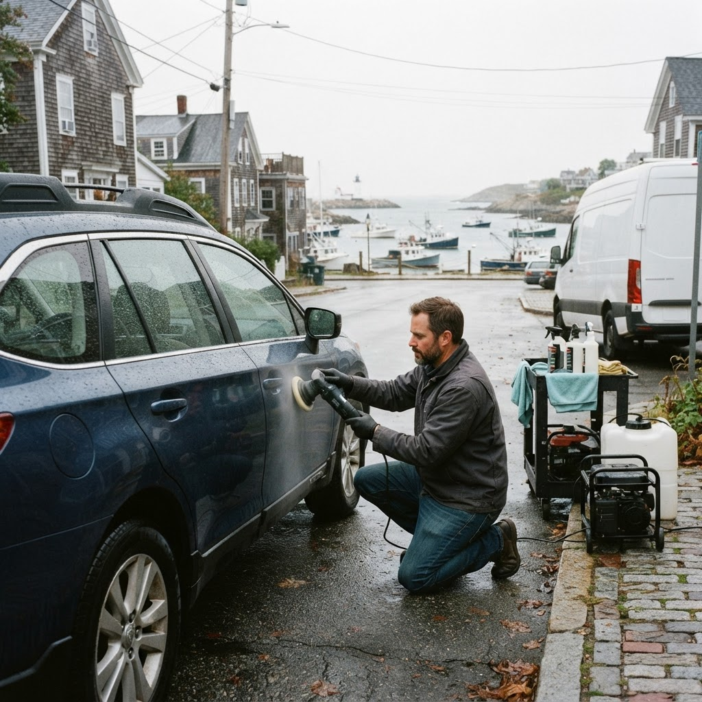 Mobile car detailing service setup serving Portland, ME