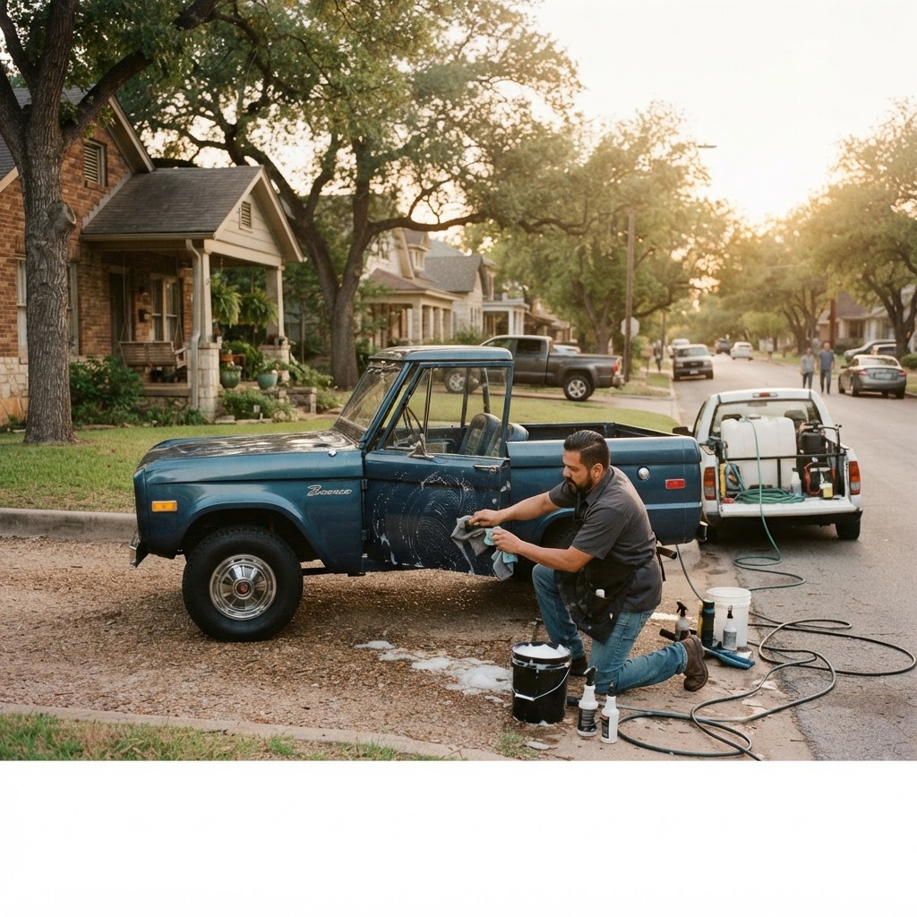 Mobile car detailing service setup serving Waco, TX