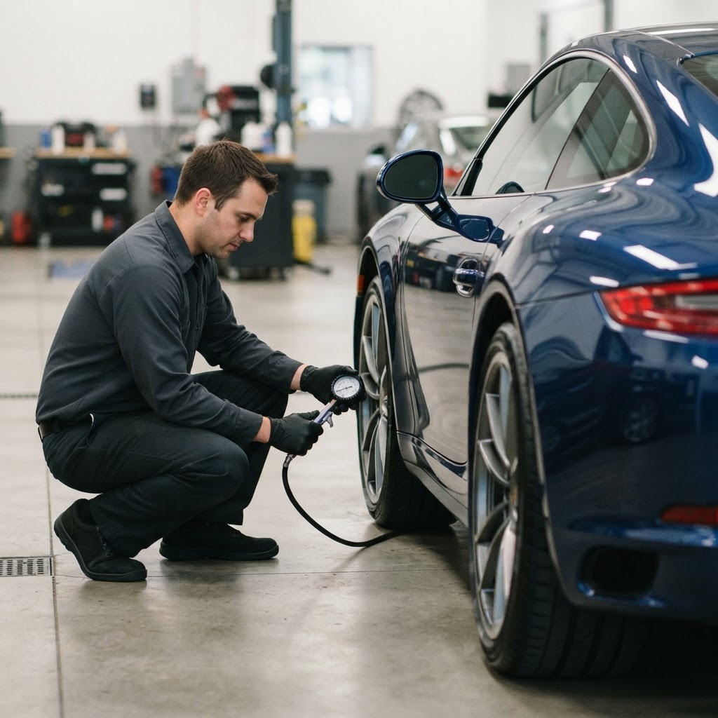 Tire Pressure Check — professional vehicle-care photography
